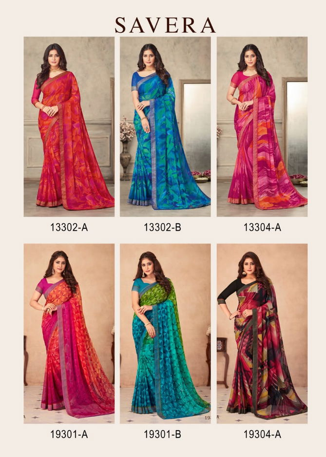 Ruchi Savera Hits Regular Wear Wholesale Printed Chiffon Saree Catalog